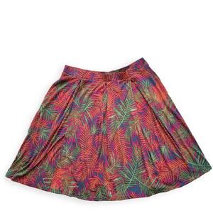 Lularoe Madison Box Pleats w/ Pockets Tropical Pink/Green Skirt Women Sz 3XL